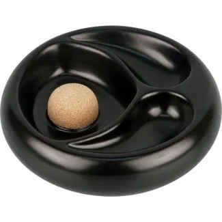 Sort mat keramik pibe-askebæger med to pipestativer og kork-knocker.